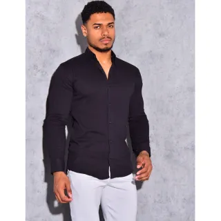 Moderna Camisa Masculina Slim Branca Social Esporte Fino - Preta