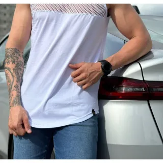 Regata Masculina Longline, Camiseta Regata Masculina - Branco