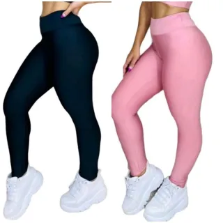 Suplex Fitness Legging Feminina Cintura Alta - Kit 2 Calças - Azul e Azul