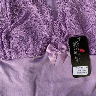 Roupa de Dormir Feminina Liganete com Renda - Camisola sem Bojo Confortável - Marinho