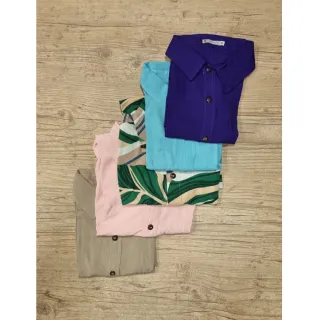 Camisa Havaiana Manga Curta Masculina Lisa Adão - Colorido