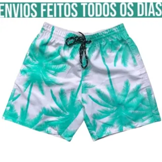 Moda praia masculina: bermuda floral em tactel, short masculino de alta qualidade - Azul Escuro