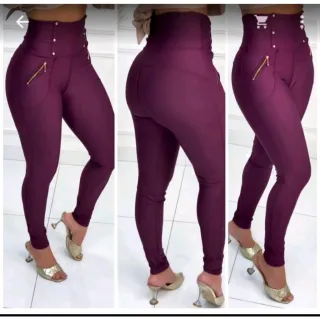 Montaria Feminina Cintura Alta Chapa Barriga Empina Bumbum Calça - Açai bolso Frontal