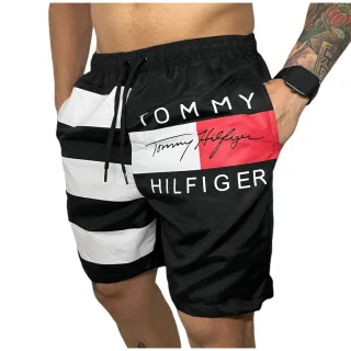 Bermuda Tactel Masculina Mauricinho para Praia - Shorts de Verão - Preto Liso