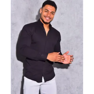 Camisa Masculina Slim Fit Social Preta - Esporte Fino - Preta