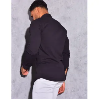 Moderna Camisa Masculina Slim Branca Social Esporte Fino - Preta