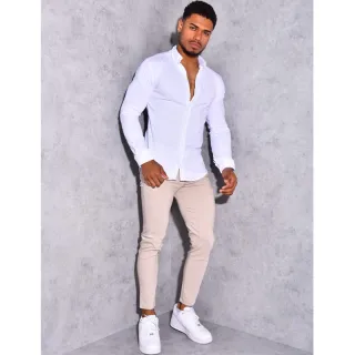 Moderna Camisa Masculina Slim Branca Social Esporte Fino - Preta