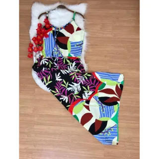 Coleção Verão Vestido Longo em Viscose - Estampa 25