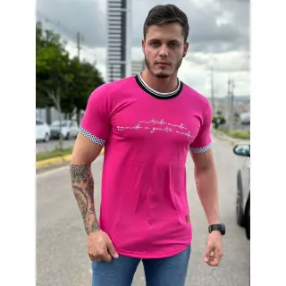 Camiseta masculina Longline, camisa oversized para homem - Rosa