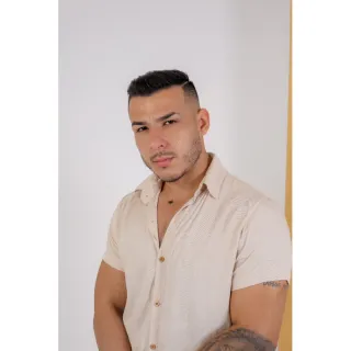 Camisa Social Slim Manga Botão Masculina - Compre Online na Raryel - Areia