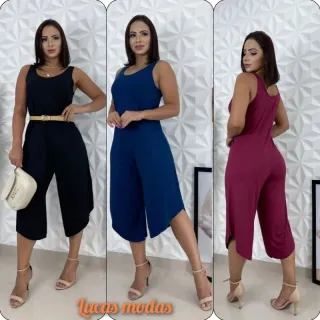Moda feminina macacão regata pantacourt larguinho saruel
