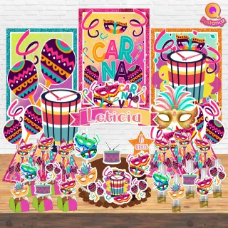 Decoração Carnaval Kit Festa Pronta - 78 itens - Único