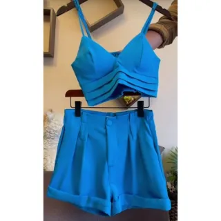 Conjunto Estiloso Feminino de Alfaiataria (SHORT+CROPPED)