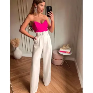 Corselete Morcego Bojo Tomara Que Caia Ponta de Bico Cropped - Preto