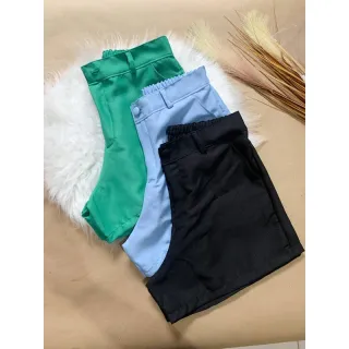 Cintura alta feminino crepe alfaiataria curto social - Azul Caneta