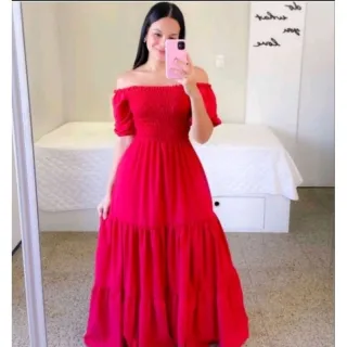 Vestido longo princesa blogueira feminino, REF - 203 - Verde água