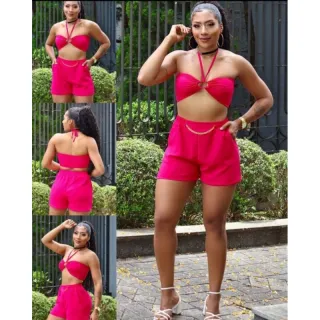 Duna Estilosa Feminina: Short Corrente de Crepe para Mulher - Preto