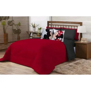 8 Peças Kit Edredom Queen Casal Temático Beijo - Vermelho