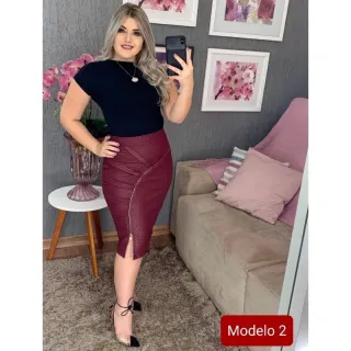 Saia secretaria branca midi, reta com zíper - Raryel - Branco