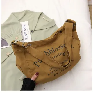 Regular bolsa feminina ombro lona [1005] - Marrom