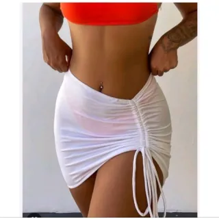 Mini saia de tule com grapiado e regulagem - Saida de praia - Estampa 1