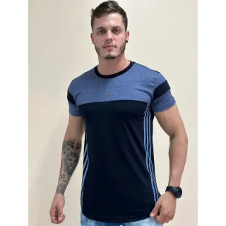 Camisa masculina Longline, camiseta oversized. Raryel loja online de roupas - PRETO COM AZUL