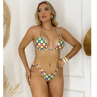 Biquíni Concha Quadrado Tomara Q'Caia Cortininha Blogueiras - CAMUFLADO VIOLETA