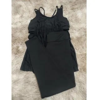 Moda Fitness Feminina Conjunto Trio Calça E Top + Blusa Embutida - 11