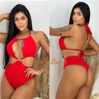 Hot Pants Biquíni Maiô Cavado Decotado Lateral Trançado Costa Nua - Carol Roxo Texturizado