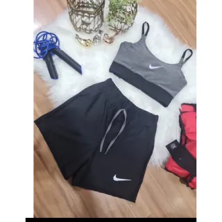 Academia Conjunto Fitness Feminino Top Alcinha - Preto/Azul