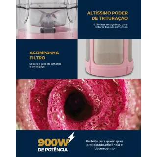 Liquidificador Rosa Britânia Diamante 800 - Potência de 1050W - 220V