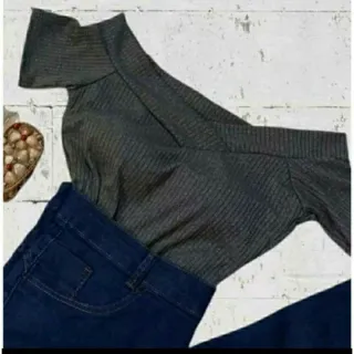 Malha Canelado Blusinha Feminina Ombro a Ombro Veste M G e GG - Amarelo