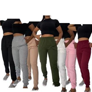 Confortável Calça Jogger Feminina de Moletom para o Frio - Raryel - Nude
