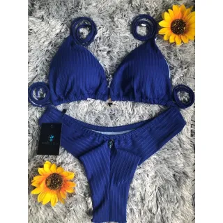 Promoção Biquini Fio Duplo com Busto Cortininha e Bojo Removível - vermelho canelado