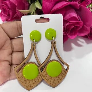 Feminino Brinco Madeira Mdf com resina - A15