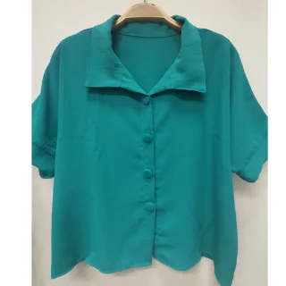 Blusa Feminina Camiseta Social Duna com 4 Botões Encapados - Azul