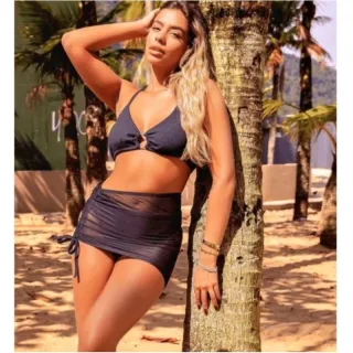 Mini saia de tule com grapiado e regulagem - Saida de praia - Estampa 1