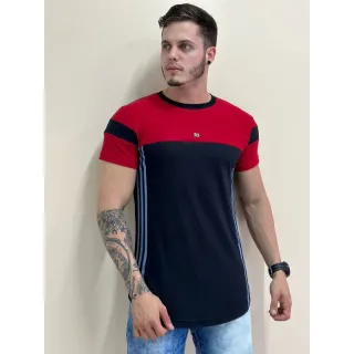 Camisa masculina Longline, camiseta oversized. Raryel loja online de roupas - PRETO COM AZUL