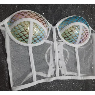 Top Croped Renda Corselet Tendência - Branco