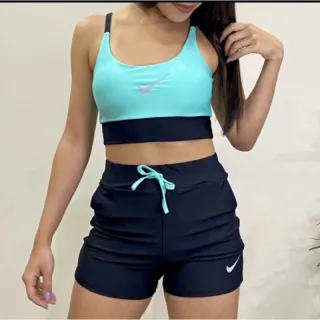 Academia Conjunto Fitness Feminino Top Alcinha - Preto/Azul
