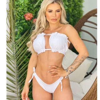 Biquíni Concha Quadrado Tomara Q'Caia Cortininha Blogueiras Verão 2021 - PINK LOUIS V.