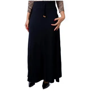 Moda evangélica: saia longa estampada e lisa em malha evasê com bolso - estampa 3