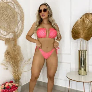 Biquíni Concha Quadrado Tomara Q'Caia Cortininha Blogueiras Verão 2021 - PINK LOUIS V.