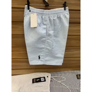 Bermuda Moda Praia Masculina Listrado Tactel Polo Ralph Lauren - Verde