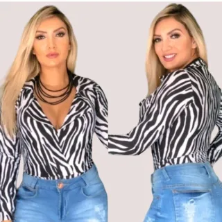 Camisa Social Blazer Body - LISTRADO MARSALA