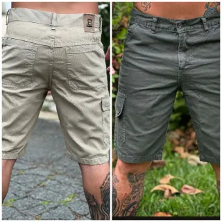 Sarja Masculina Cargo Bermudas de 2 Kits - Preto e Bege