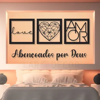 Kit Quadros Decorativos Frase Abençoados por Deus Decoração de Quarto