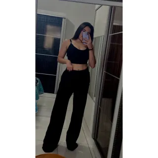 Calça pantalona e cropped feminino em alfaiataria duna areia - Rosa