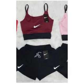 Academia Conjunto Fitness Feminino Top Alcinha - Preto/Azul