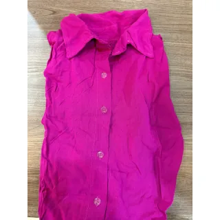 Moda feminina: Camisa social manga curta, camisão vestido com botão - Laranja